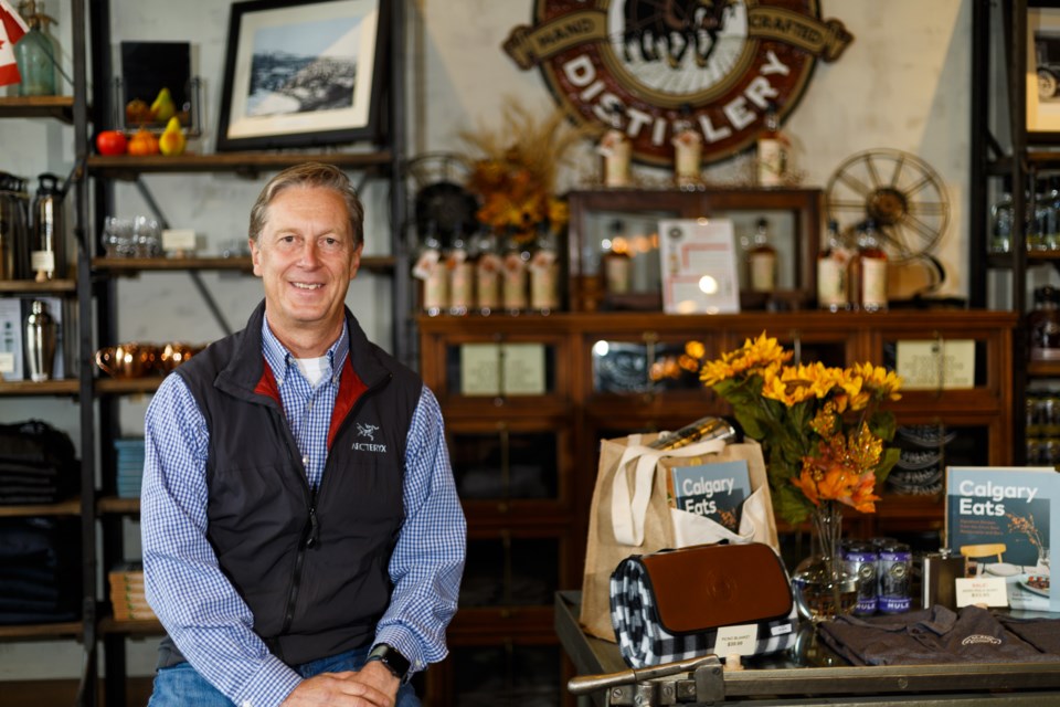 Owner David Farran poses at the Eau Claire Distillery in Turner Valley on Oct. 9. (Photo by Devon Langille Photography)