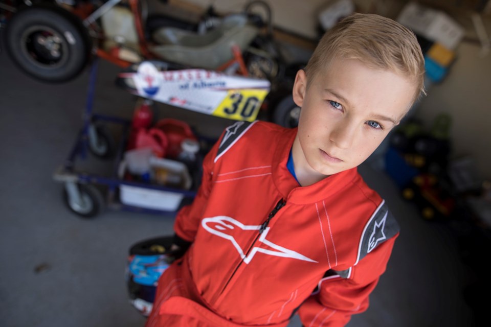Okotoks' George Deadman is raring to go to the 2019 Canadian Karting Championships in Ontario next month. (Brent Calver/Western Wheel)
