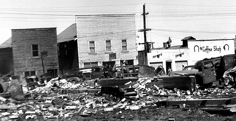 Dorward Electric, centre, survived the Great Fire of 1949 in Black Diamond. (Photo courtesy of the Town of Black Diamond)