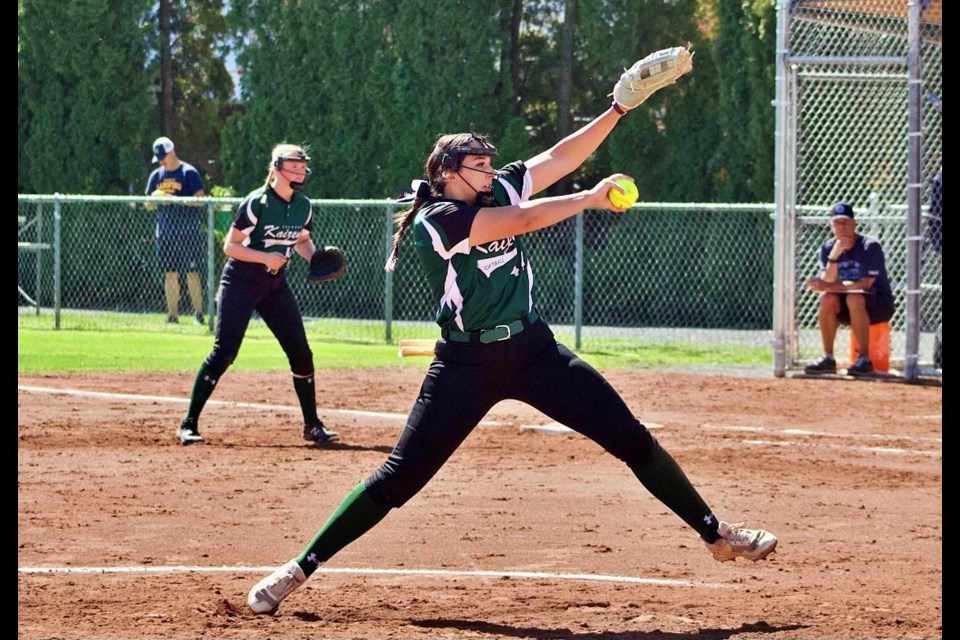 Blackie softball player Tessa Groeneveld pitches as a member of the Calgary Kaizen. Groeneveld committed to Bossier Parish College in Louisiana on a full-ride softball scholarship.