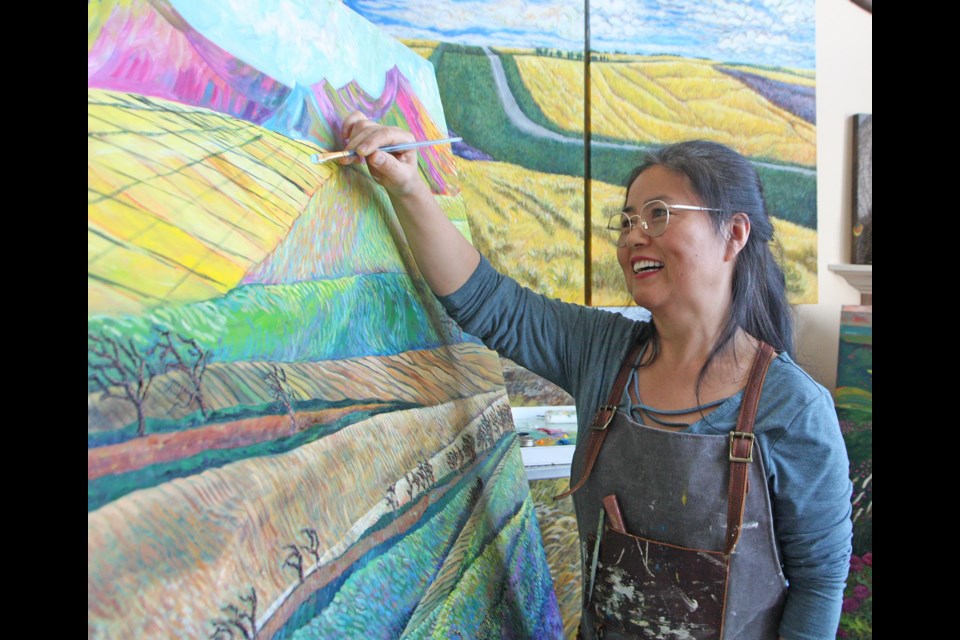 Okotoks artist Lanhee Cho is bringing the prairie landscapes indoors in her exhibit Prairie Dreams at the Okotoks Art Gallery Feb. 29 to April 4. (Tammy Rollie/Western Wheel)