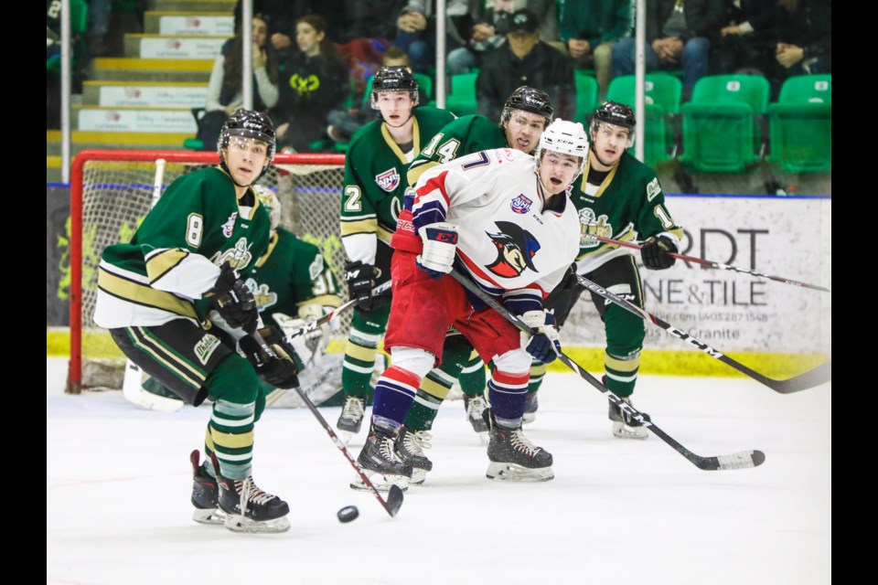 The Okotoks Oilers and Brooks Bandits square off for first place Jan. 31 at the Pason. (Brent Calver/Western Wheel)
