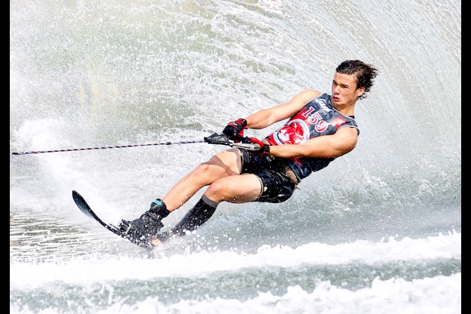 Germany's Tim Wild competes during the 2024 IWWF World U17 Waterski Championships last summer at Predator Bay in Foothills County. Predator Bay is hosting the 2025 IWWF World U21 Waterski Championships from July 30-Aug. 3. 