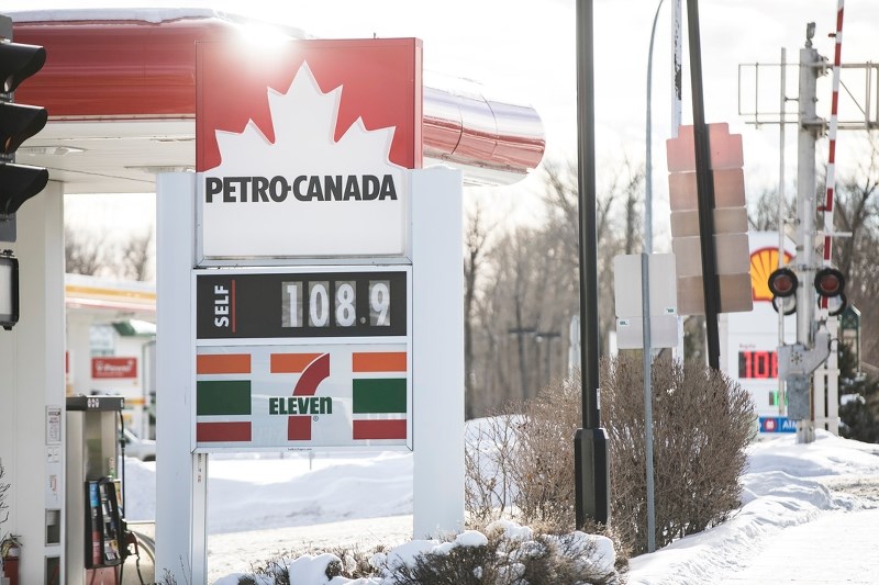 Gas station signs display prices on Jan. 6. Albertans are concerned about the increase in gas prices as the NDP government&#8217;s carbon tax rises to $30 per tonne.