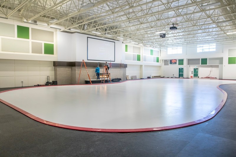 The $15-million Pason Centennial Arena expansion includes a leisure ice sheet, shown here, and an NHL-sized rink.