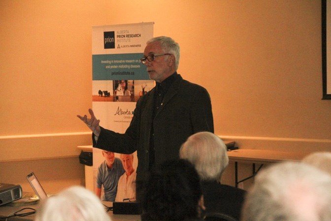 Jay Ingram, former Discovery Channel and CBC Radio host, presents information about Alzheimer&#8217;s disease at the Foothills Centennial Centre in Okotoks on Jan. 25.