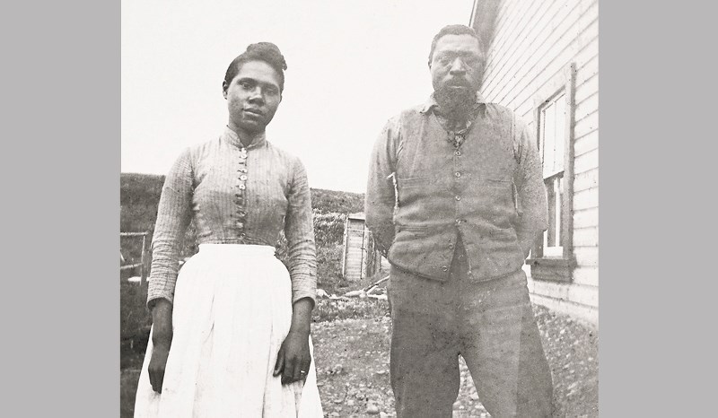 Mildred and John Ware beside their house on their Millarville Ranch in 1892.