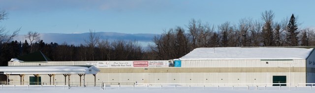 The roof of the Millarville Race Track&#8217;s riding arena collapsed yesterday afternoon. No one was in the facility at the time of the collapse and the cause is yet to be