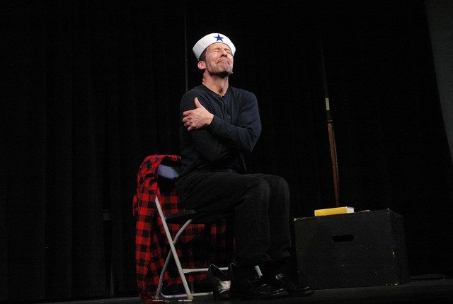 Dewdney Players Group Theatre actor Stephen Buoninsegni performs in the monologue Alien Boy in Okotoks. The drama teacher won an oustanding actor award at the Foothills Zone