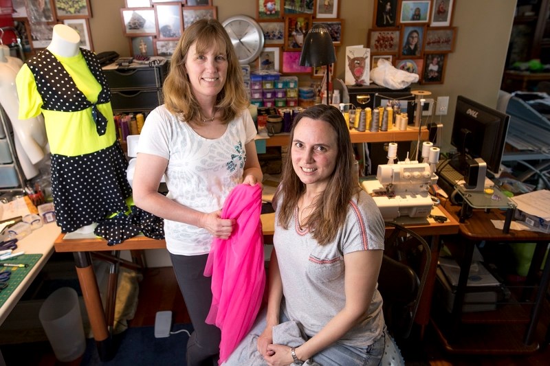 Suzanne Swienink and Carla Mevel are volunteering their time to sew the costumes for the Okotoks Skating Club&#8217;s Colour Your World Showcase Aug. 14 at the Pason.