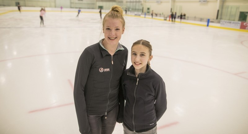 Jocelynn McGee, left, and Anouk Swienink will perform at the Okotoks Skating Club&#8217;s Colour Your World Showcase on April 14 at the Pason Centennial Centre.
