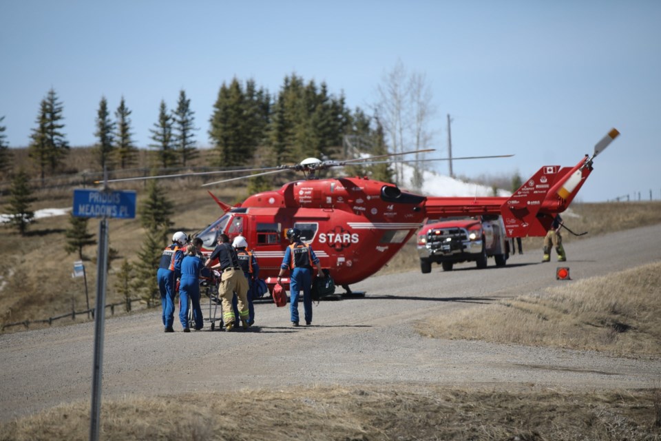 A toddler was airlifted to Alberta Children&#8217;s Hospital on April 26 after falling into a septic tank in Priddis Greens.