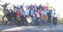 Students and staff of the Oilfields School Quest program gather for an outdoor activity earlier this year. The program is being used by a wide diverse group of students.