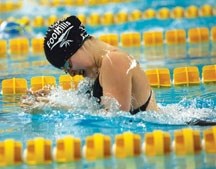 Foothills Stingray swimmer Christyna Dashko swims to victory during the J.P Fiset swim meet in Edmonton. The four-day event ran from Dec. 2-5 and hosted competitors from