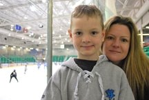 Okotoks resident Laura Bishop and her son Graydon are teaming up with the Okotoks Oilers to host a stem cell drive to help in the search for a match for Noel Young, 7, of