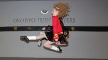 Leaping with great enthusiasm is 10-year-old Willow McDonald, a student with Okotoks Irish Dancers. The school has been around for about five years and is sending its