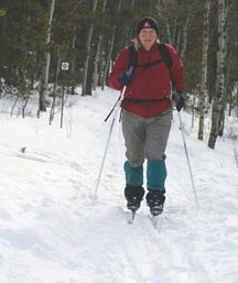 Julie Walker of Full Circle Adventures goes for a ski at Sandy McNabb near Turner Valley. If a person is well prepared, outdoor activities can still be done in cold