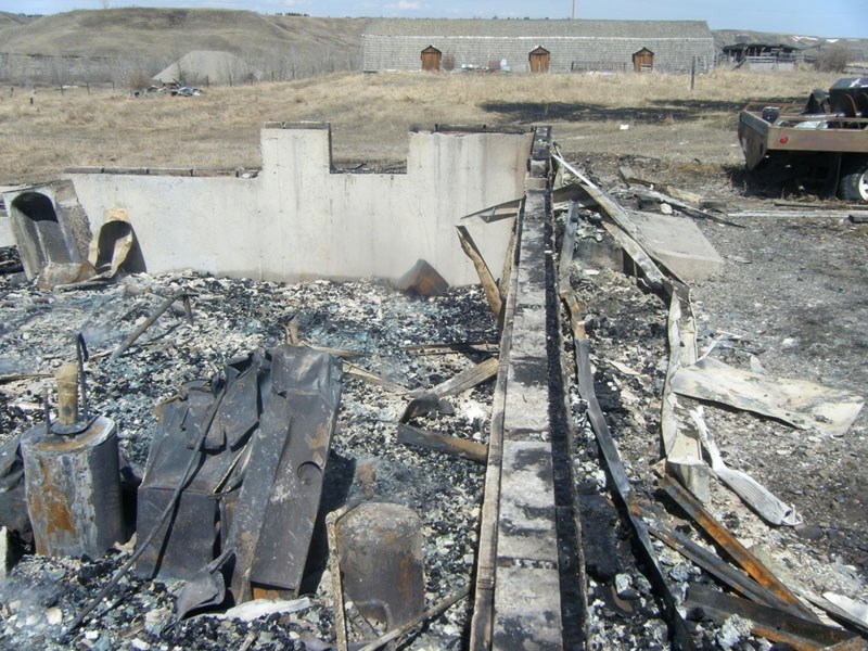 A home northeast of Okotoks was decimated by fire on April 25 and Okotoks RCMP are treating the fire as suspicious.