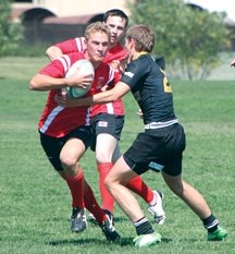 Peter Hillman, left, seen here playing with the Foothills Lions, played for Alberta&#8217;s U-17 men&#8217;s team at nationals.