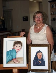 Okotoks painter Annette Petrovich displays portraits she has completed featuring a grandson and her mother-in-law. A collection of her very personalized works is on display