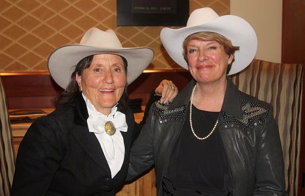 Lenore McLean (left) and Wendy Bryden celebrate the launch of their book &#8220;The First Stampede of Florence LaDue&#8221; at the Calgary Stampede&#8217;s Western Legacy
