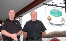 Former Okotoks deputy fire chief Jim Smith, left, is taking over as fire chief for the MD of Foothills from outging chief Graham Clark.