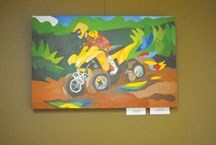 Christi Tims&#8217; trail riding artwork is on display at the Sheep River Library.