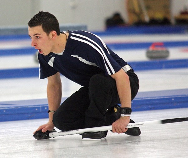 Taylor Ardiel watches his shot at the Junior Curling Tour Players Championship in Okotoks. Ardiel won the SACA Instructor Award for 2012.
