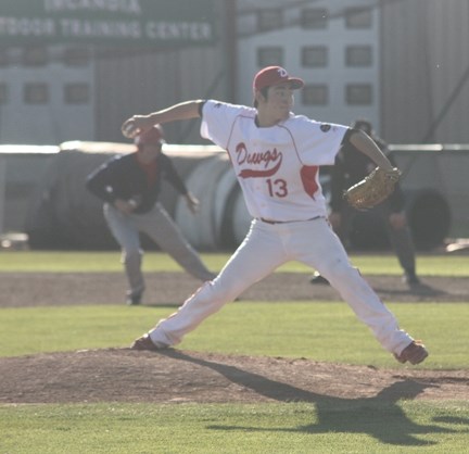 Okotoks Dawg Alex Graham was the surprise starter in their 5-1 home-opener victory on June 6 against the Lethbridge Bulls at Seaman Stadium.