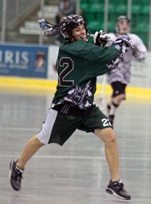 Caelan Clemence loads up a shot for the Okotoks Ice during their final game of the regular season, June 24 at Centennial Arena in Okotoks.