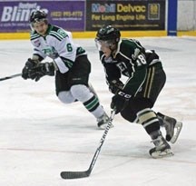 Okotoks Oilers forward Connor Collett, here carrying the puck against the Drayton Valley Thunder, is one of just 11 returning players to this year&#8217;s roster from the