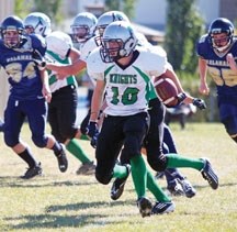 Holy Trinity Academy Knight Mackenzie LaGrange was one of head coach Matt Hassett&#8217;s standouts in a 9-7 loss to the Rundle College Cobras on Sept. 14.