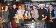 The Foothills Lions season end award winners from left to right: most improved player Kevan Yeats, rookie of the year Dylan Levacque, (top back) Dan Larson, top forward and