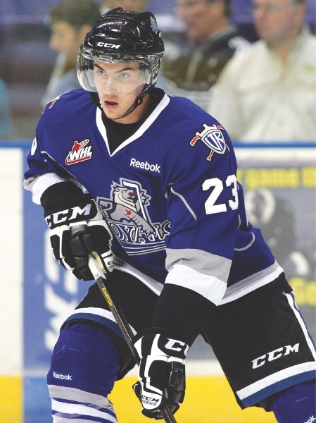 Kolton Dixon, seen here patrolling the blueline for the Western Hockey League&#8217;s Victoria Royals, joined the Okotoks Jr. A Oilers after being re-assigned by the WHL club.