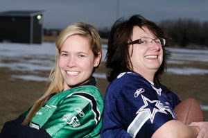 Okotoks Lady Outlawz&#8217;s general manager Roberta Gordica (right) and quarterback Tatrina Medvescek-Valentine were essential to bringing a Western Womens Canadian Football 