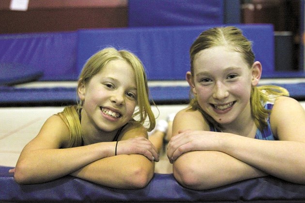 Venture Karasek-MacPhail and Mackenzie Kyfiuk will compete in the Airborne Trampoline and Tumbling meet this weekend in Okotoks. The best friends are in sync on the