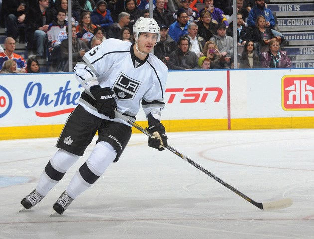 Los Angeles Kings defenceman Keaton Ellerby, here in action against the Edmonton Oilers, has played in eight games with the Kings after being dealt from the Florida Panthers.