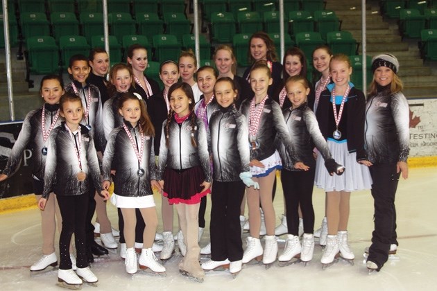 Okotoks Figure Skating Club members display some of the medals they won at the Chinook Open in Lethbridge on April 5-7.