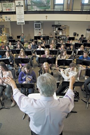 Martin Kennedy conducts the Holy Trinity Academy Wind Ensemble on May 1.