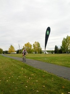 A cyclist rides down a path in Turner Valley during the MEC Fall Road Ride last September. The MEC Spring Road Ride takes place in town on June 8.