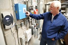 Town of Black Diamond parks and recreation manager Les Quinton checks the power usage in the arena earlier this week. Quinton will lead public tours of the Town&#8217; s