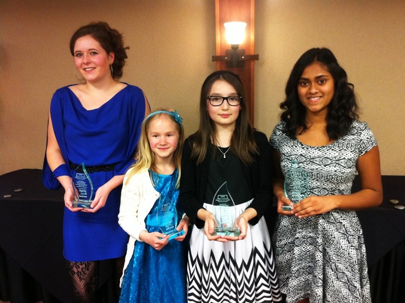 Left to right, Leaders of Tomorrow award winners Tegan Donnelly, Ellie Kitchen, Alyssa Gutowski and Amlika Nair were recognized for their contributions to the community