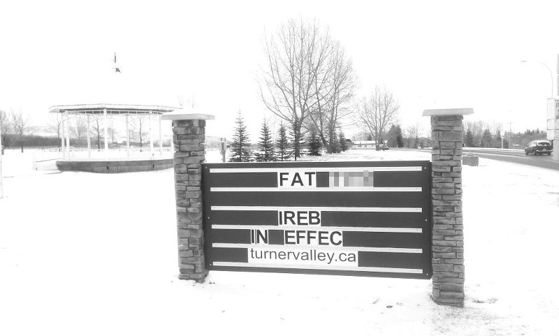 The Town of Turner Valley is purchasing an electronic sign to replace this sign to improve communication to the public. Counsellors expressed concerns that lettering has been 