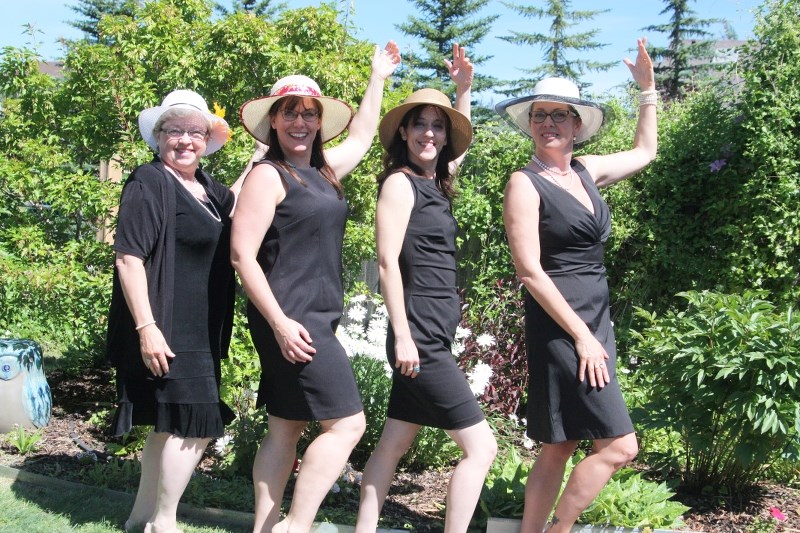 From left, Dewdney Players&#8217; Calendar Girls crew member Trish Harrison, director Sherene Schmidtler and actresses Anne-Marie Cotton and Cami Ryan pose while promoting