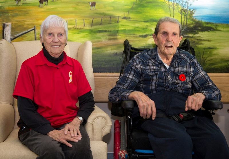 Muriel Rogers stands with her husband, Bob, at the Rising Sun Long Term Care facility at Oilfields General Hospital on Nov. 6. Rising Sun received a high score in a long-term 