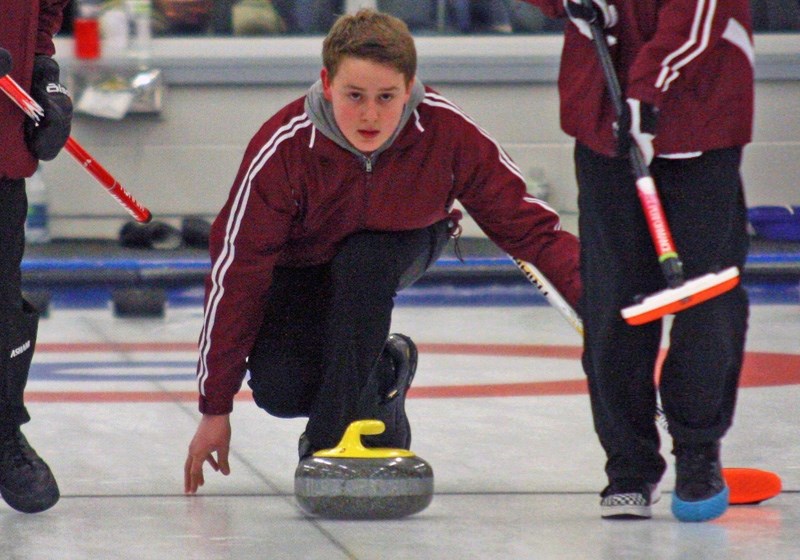 Okotoks&#8217; Cailen Knopp went undefeated at the SACA Optimist U18 Men&#8217; s Curling Districts in Airdrie on Jan. 22-23.