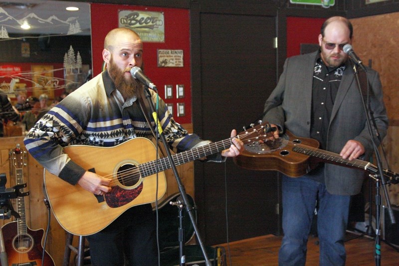 Matthew Hornell, left, and Andrew Sneddon, of Hornell-Sneddon perform at a Bluegrass Brunch at the Powderhorn Saloon in Bragg Creek on March 20.
