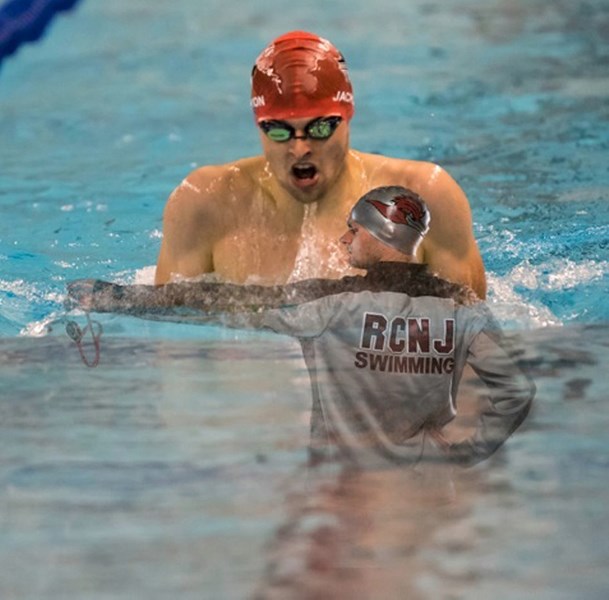 Kyle Jackson, swimming with Ramapo College and in photo inset, is majoring in chemistry at the Ramapo College in New Jersey.