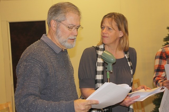 Brian Fea and Nicola Payton rehearse a scene for the Dewdney Players Group Theatre rendition of It&#8217; s a Wonderful Life. Performances will take place at the RPAC Nov.