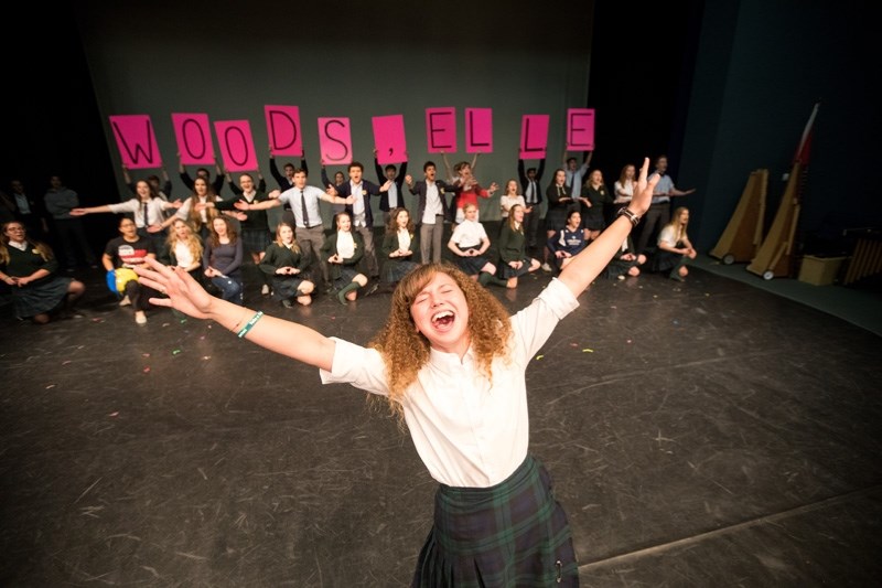Grade 10 student Zasha Rabie practices her big number as Elle Woods during a rehearsal for Strathcona-Tweedsmuir School&#8217; s performance of Legally Blonde on Nov. 18.